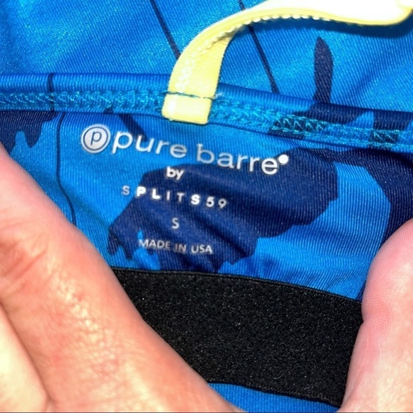 Pure Barre Lynx Blue & Yellow Palm Tree Pattern Y-Strap Tank Top Woman’s Sz SM - Picture 6 of 11